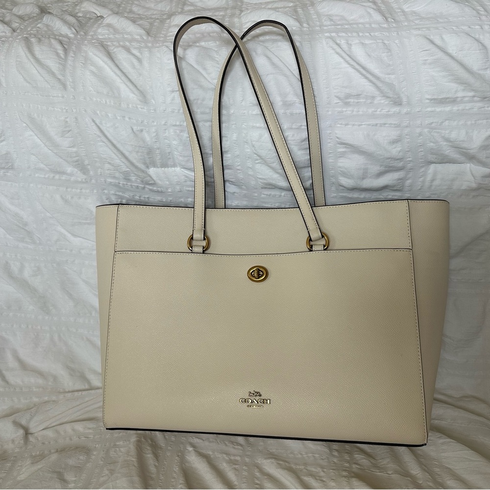Coach Beige Leather Tote Bag